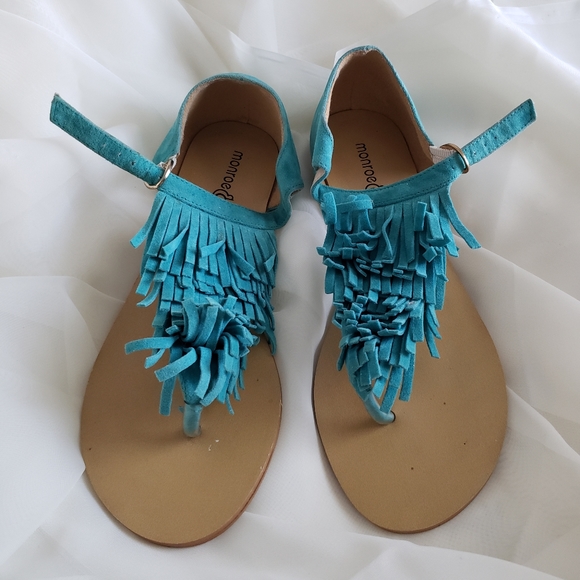 NEW teal tassel sandals - Picture 2 of 4